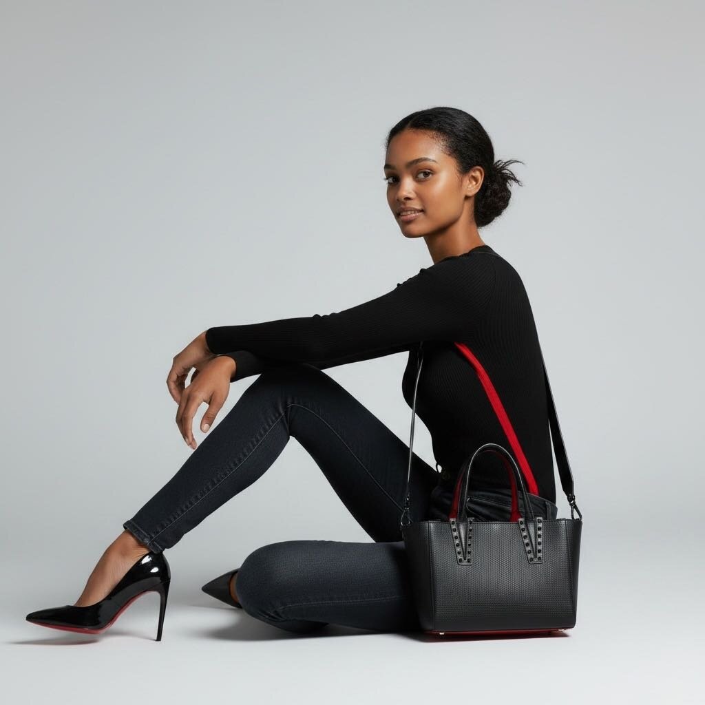 Christian Louboutin Cabata Soft Calf Leather Tote Black Mini