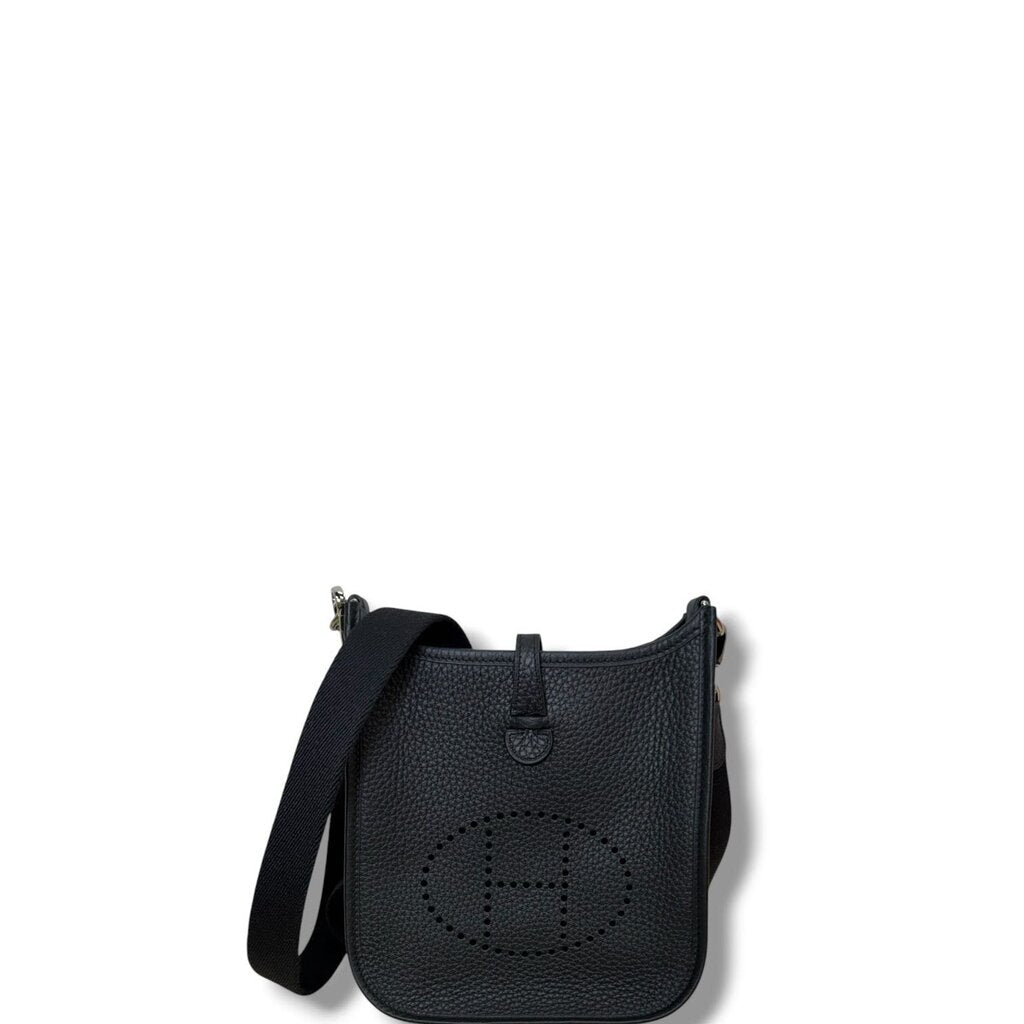 Hermes Taurillon Clemence Evelyn Crossbody Bag Black TPM