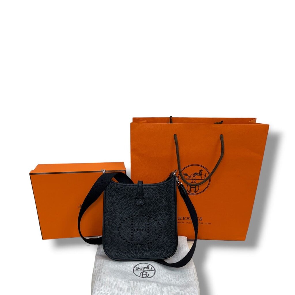 Hermes Taurillon Clemence Evelyn Crossbody Bag Black TPM