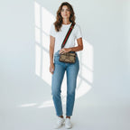 Gucci Monogram Jumbo GG Textured Dollar Web Crossbody Bag Camel