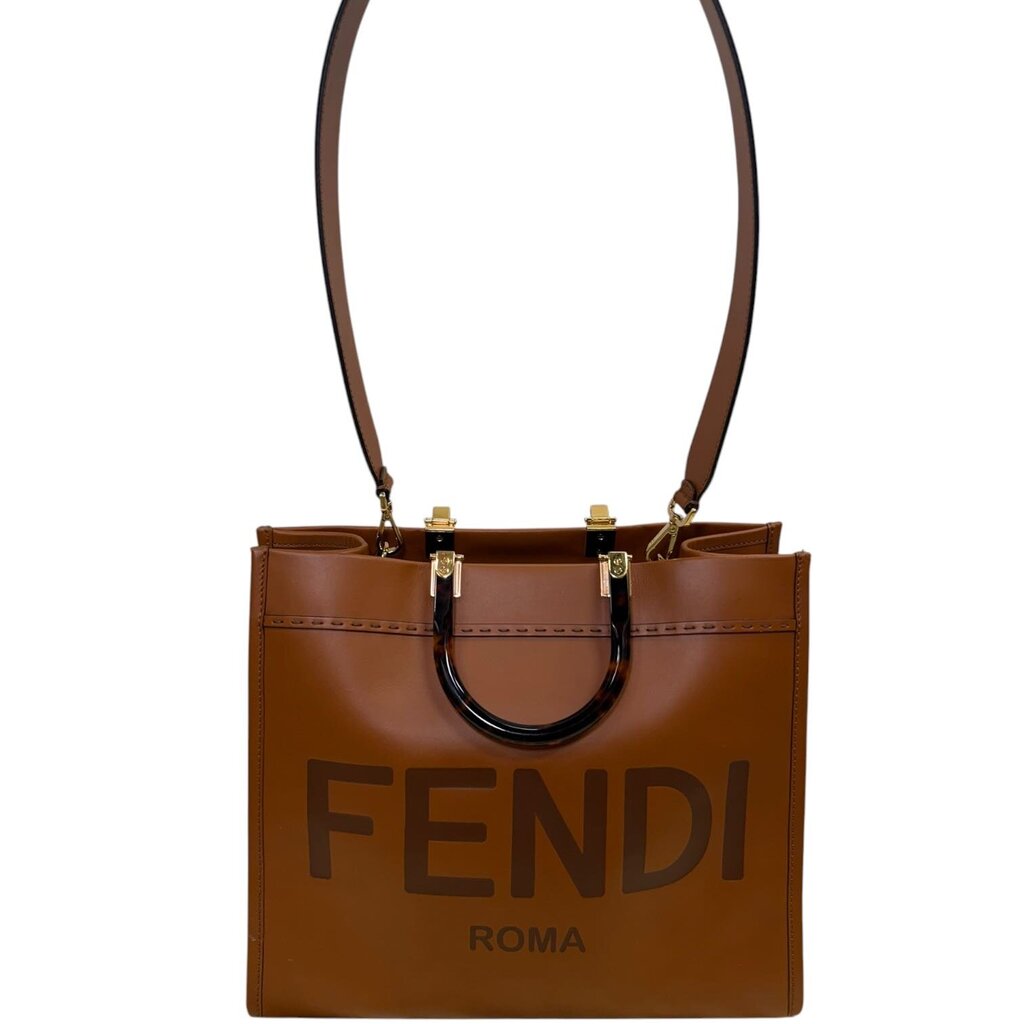 Fendi Vitello King Plexiglass Medium Fendi Sunshine Shopper Tote Brown Medium