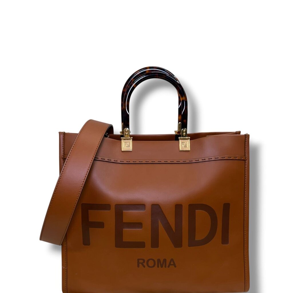 Fendi Vitello King Plexiglass Medium Fendi Sunshine Shopper Tote Brown Medium