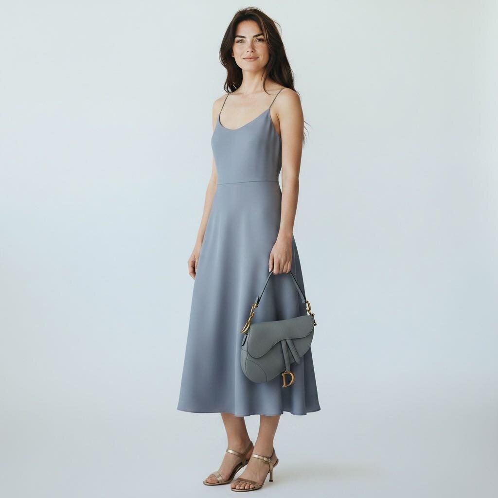 Christian Dior Saddle Grained Calfskin Shoulder Bag Stone Gray Medium