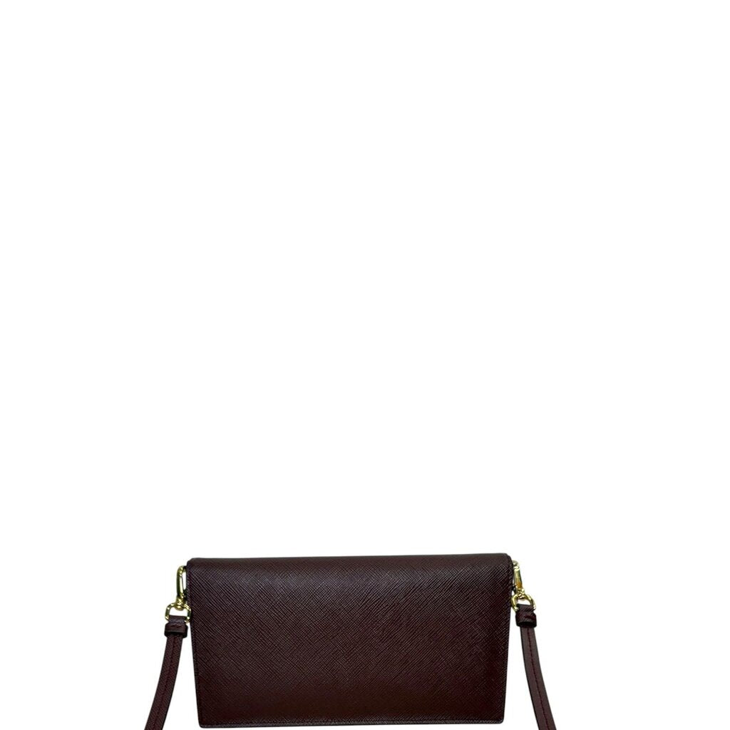 Prada Saffiano Leather Logo Crossbody Bag Burgundy Mini