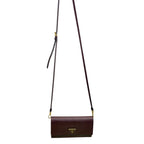 Prada Saffiano Leather Logo Crossbody Bag Burgundy Mini