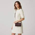 Prada Saffiano Leather Logo Crossbody Bag Burgundy Mini