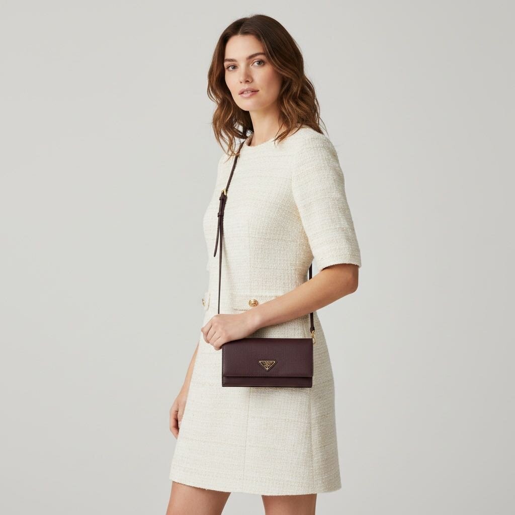 Prada Saffiano Leather Logo Crossbody Bag Burgundy Mini