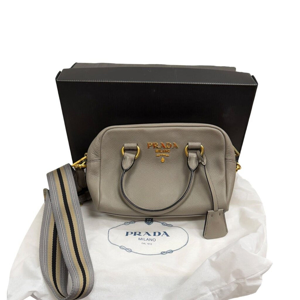 Prada Phenix Bauletto Argilla Crossbody Bag Gray Small