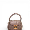 Miu Miu Coffer Matelasse Leather Top Handle Shoulder Bag Beige