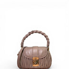 Miu Miu Coffer Matelasse Leather Top Handle Shoulder Bag Beige