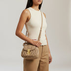 Miu Miu Coffer Matelasse Leather Top Handle Shoulder Bag Beige