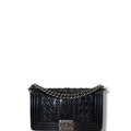 Chanel Embossed Lambskin Leather Celtic Boy Bag Black Medium