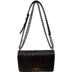 Chanel Embossed Lambskin Leather Celtic Boy Bag Black Medium