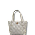 Chanel Wild Stitch Coco Mark Leather Tote White