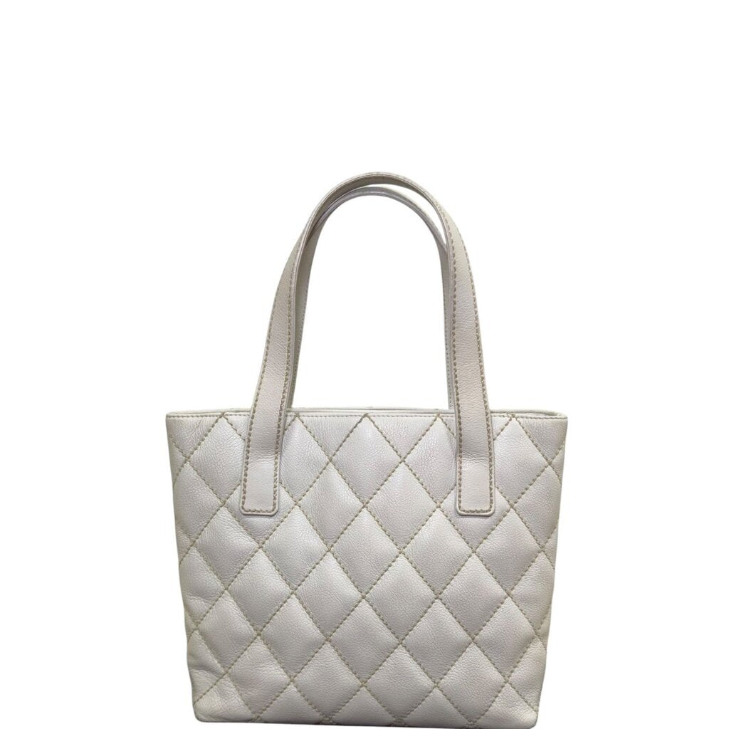 Chanel Wild Stitch Coco Mark Leather Tote White
