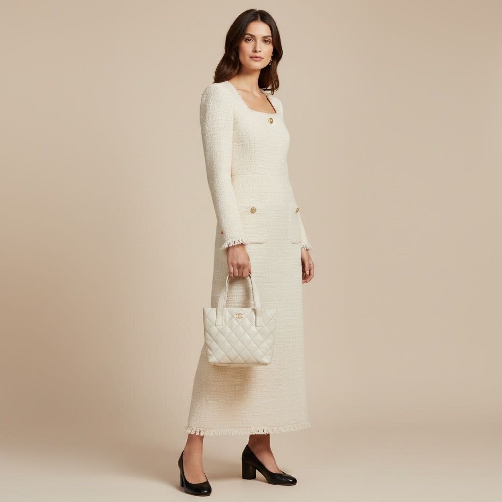 Chanel Wild Stitch Coco Mark Leather Tote White
