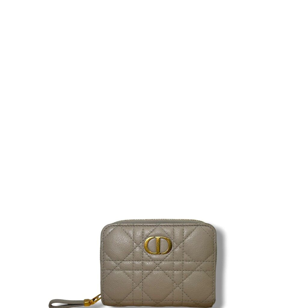 Christian Dior Dior Caro Scarlet Supple Leather Cannage Wallet Powder Beige