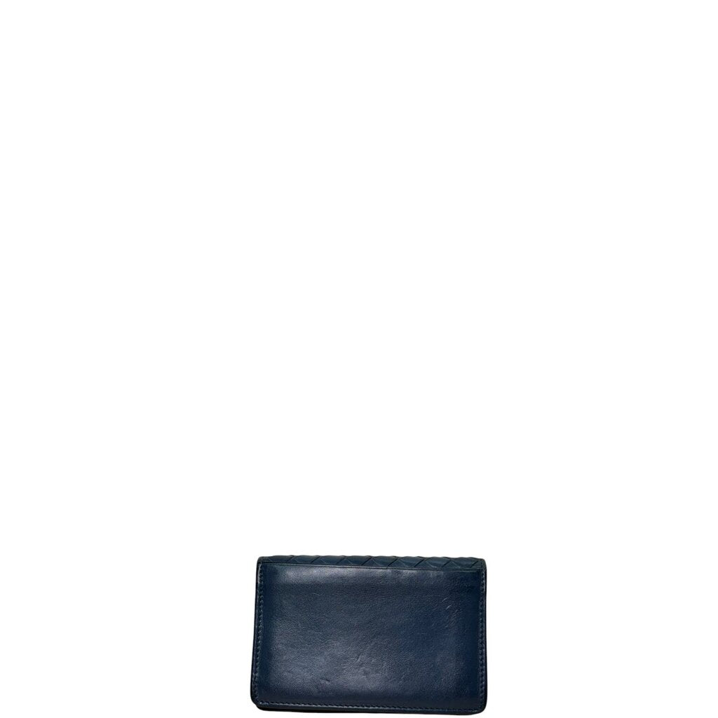 Bottega Veneta Intrecciato Leather Compact Wallet Navy