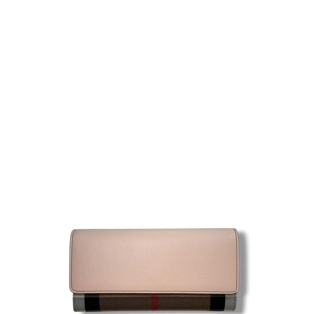 Burberry Halton Check Leather Wallet Pale Cameo Pink