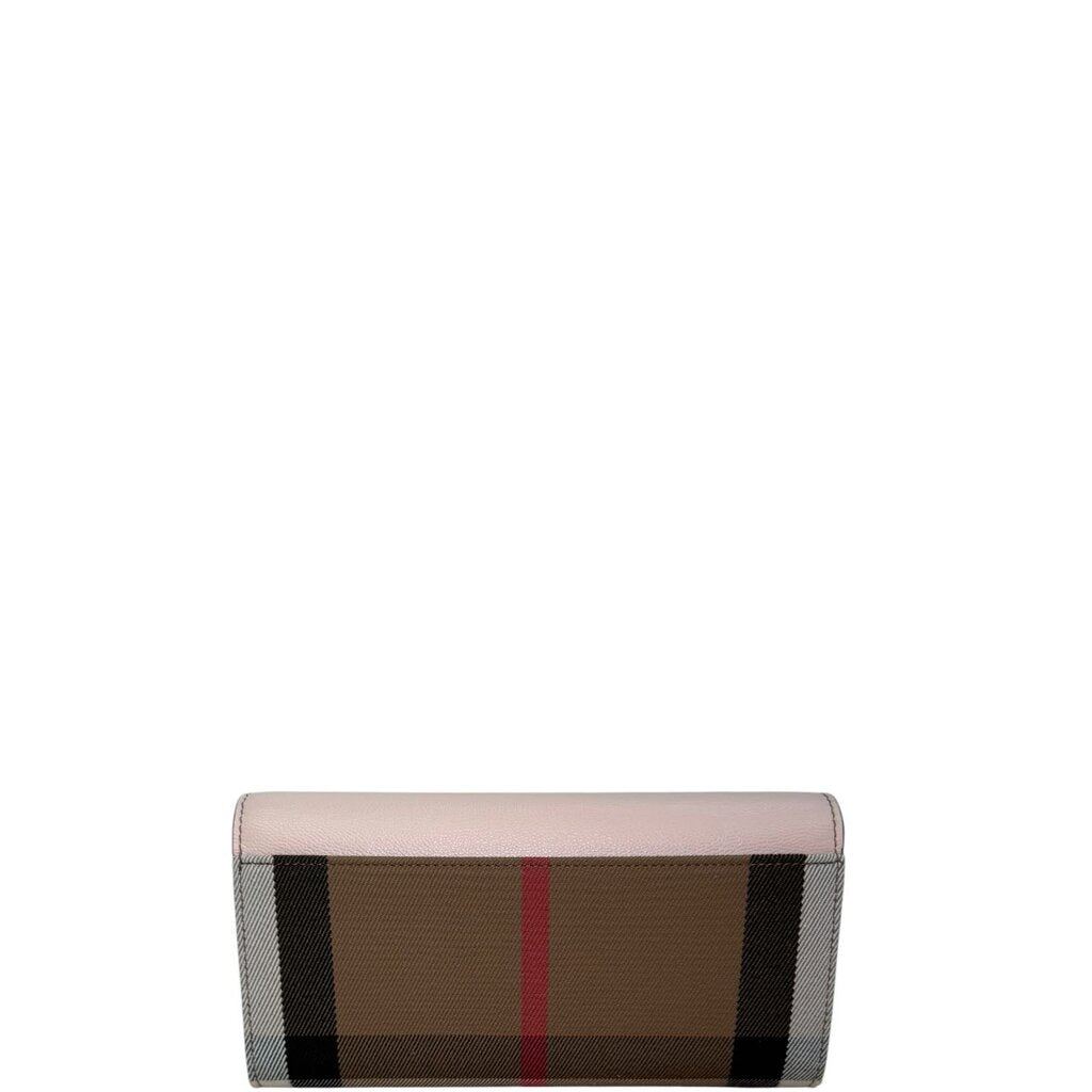 Burberry Halton Check Leather Wallet Pale Cameo Pink