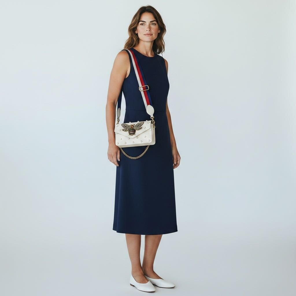 Gucci Broadway Pearly Bee Embellished Leather Shoulder Bag White