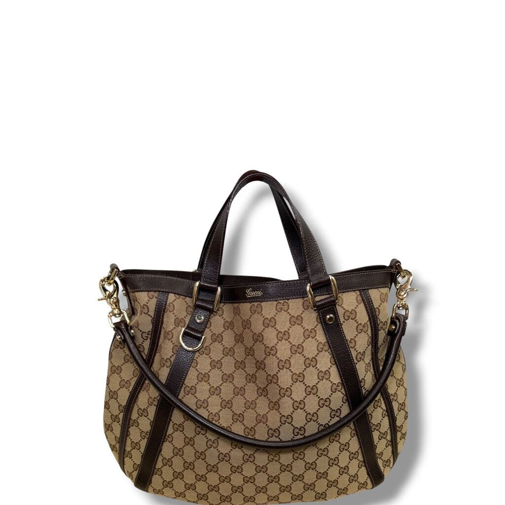 Gucci GG Abbey Canvas Convertible Hobo Brown Large