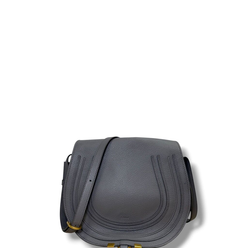 Chloe Calfskin Marcie Round Crossbody Bag Grey Medium