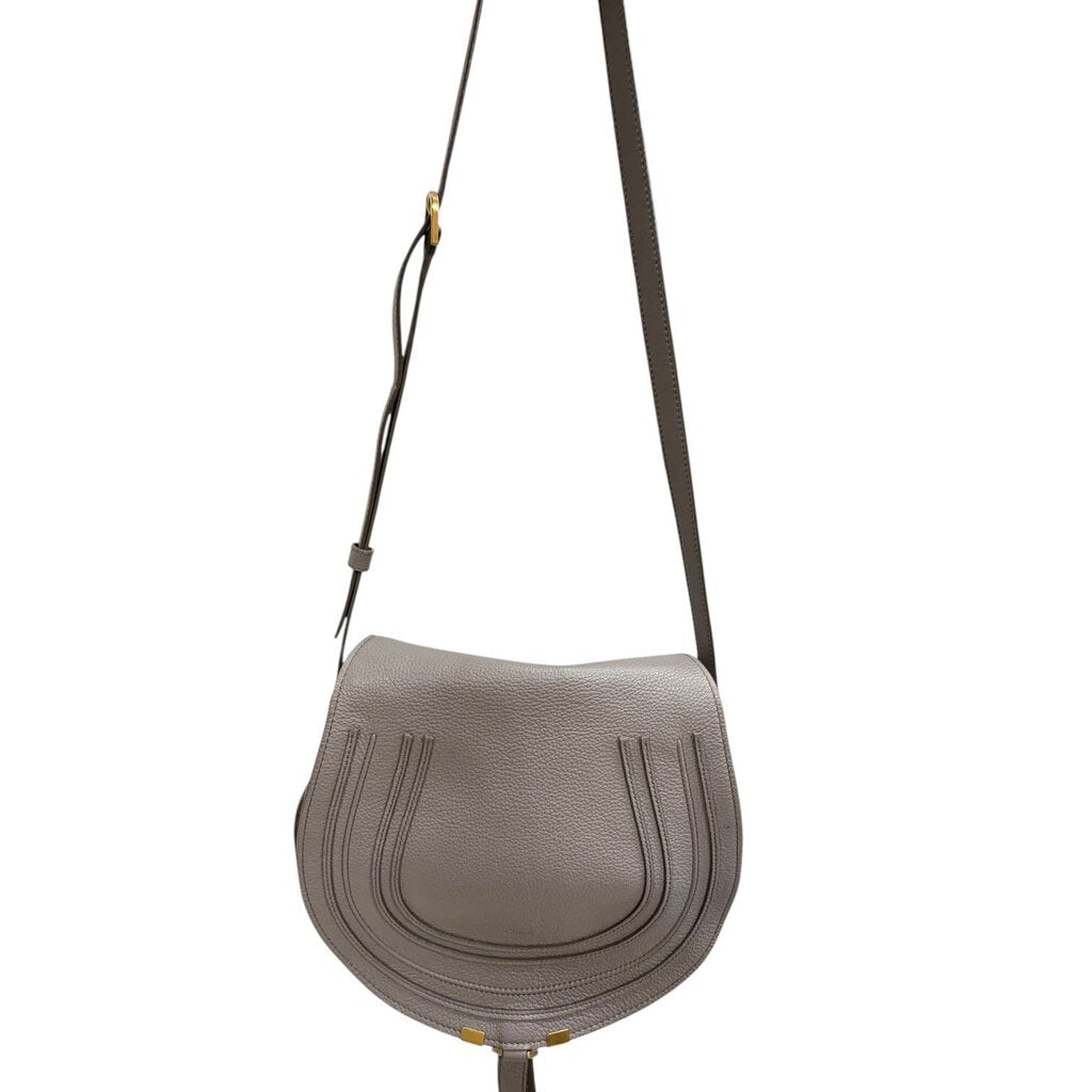 Chloe Calfskin Marcie Round Crossbody Bag Grey Medium