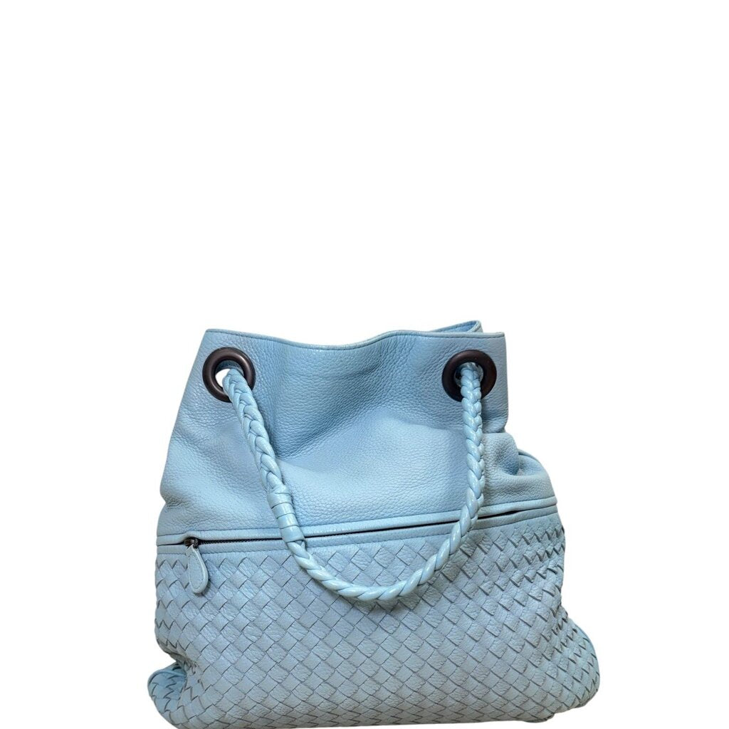 Bottega Veneta Intrecciato Julie Leather Hobo Bag Blue