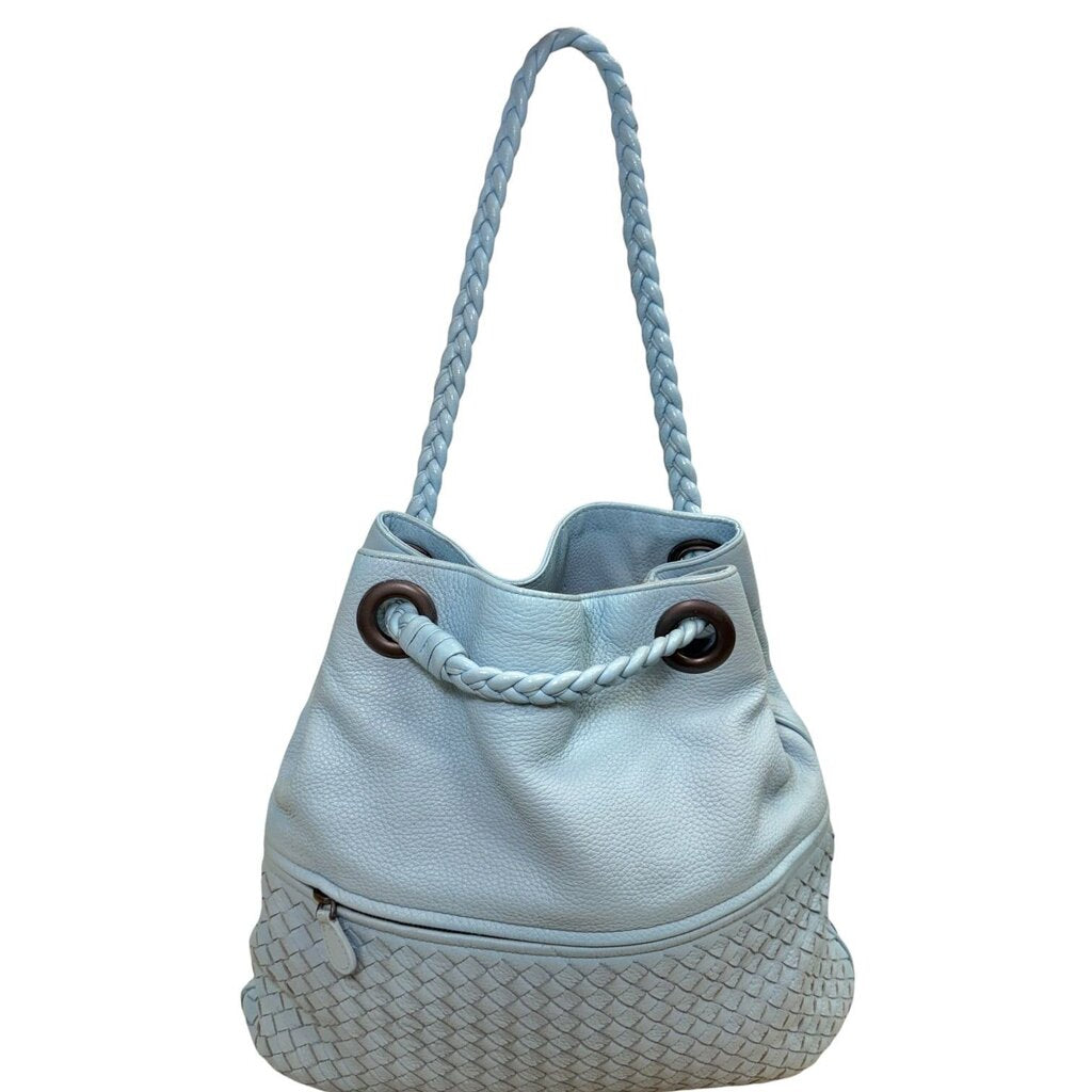 Bottega Veneta Intrecciato Julie Leather Hobo Bag Blue