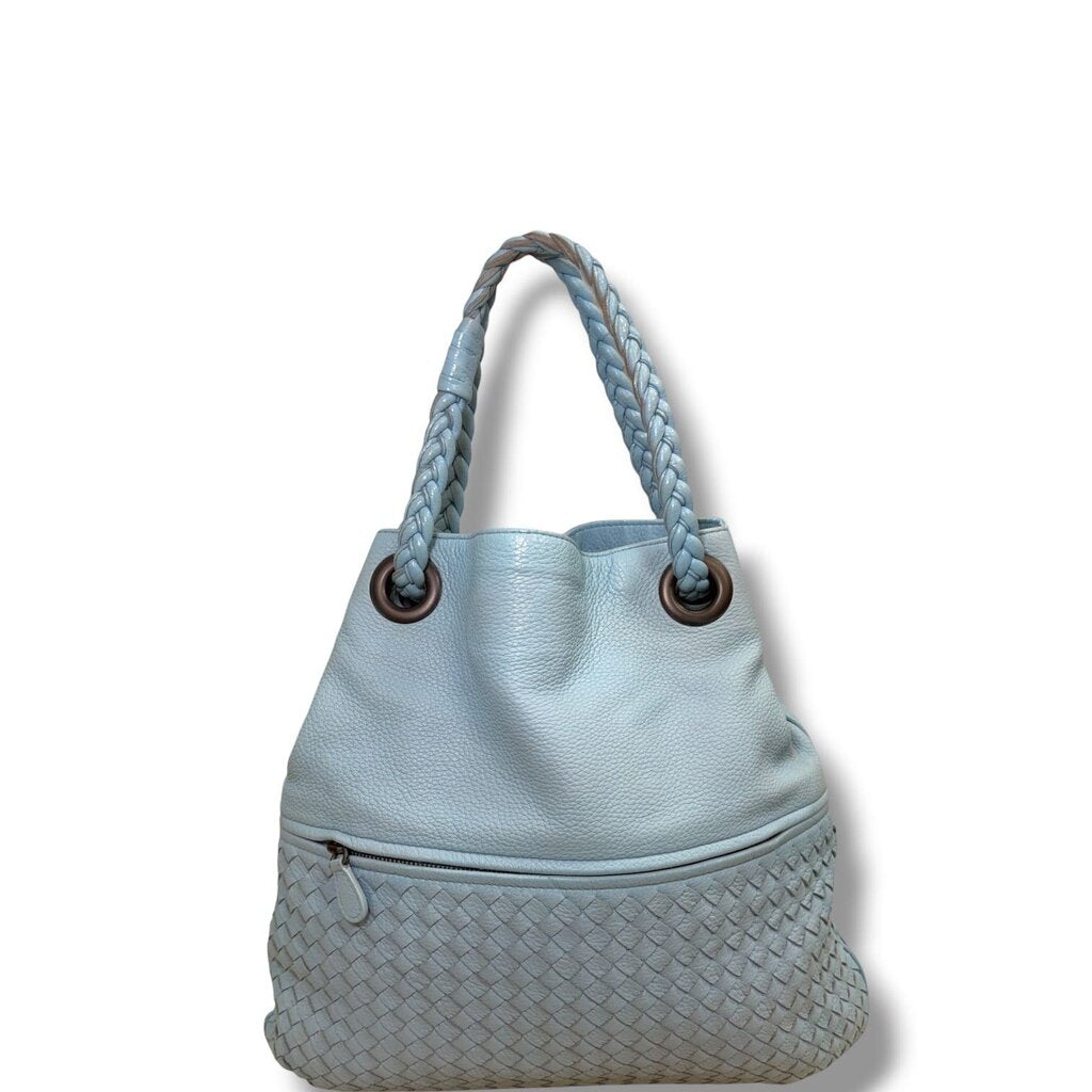 Bottega Veneta Intrecciato Julie Leather Hobo Bag Blue