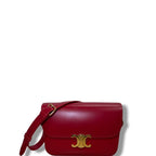 Celine Shiny Calfskin Triomphe Bag Red Medium