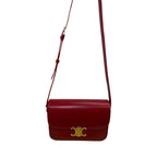 Celine Shiny Calfskin Triomphe Bag Red Medium