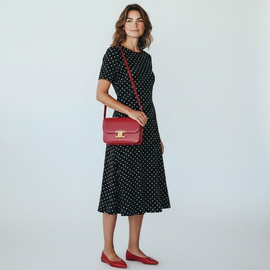 Celine Shiny Calfskin Triomphe Bag Red Medium