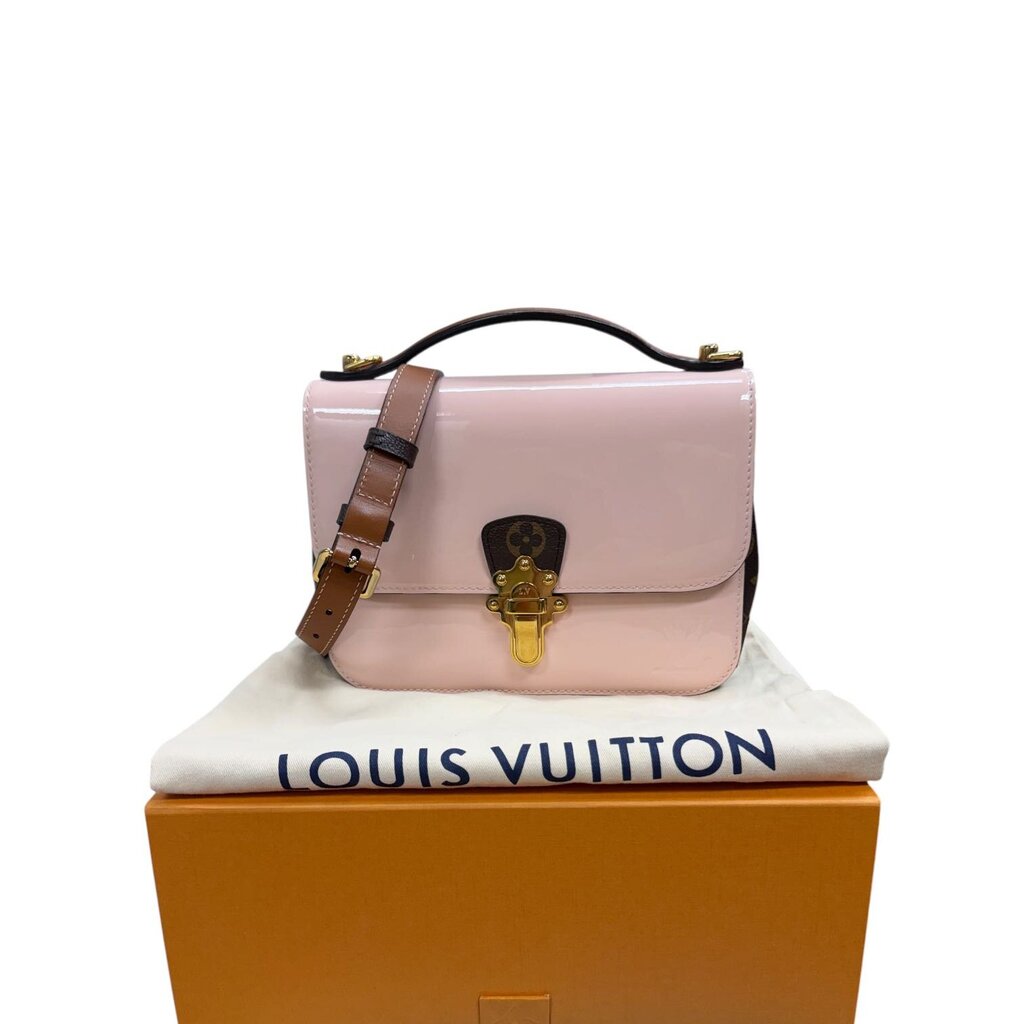 Louis Vuitton Patent Calfskin Monogram Cherrywood Top Handle Bag Rose Ballerine BB
