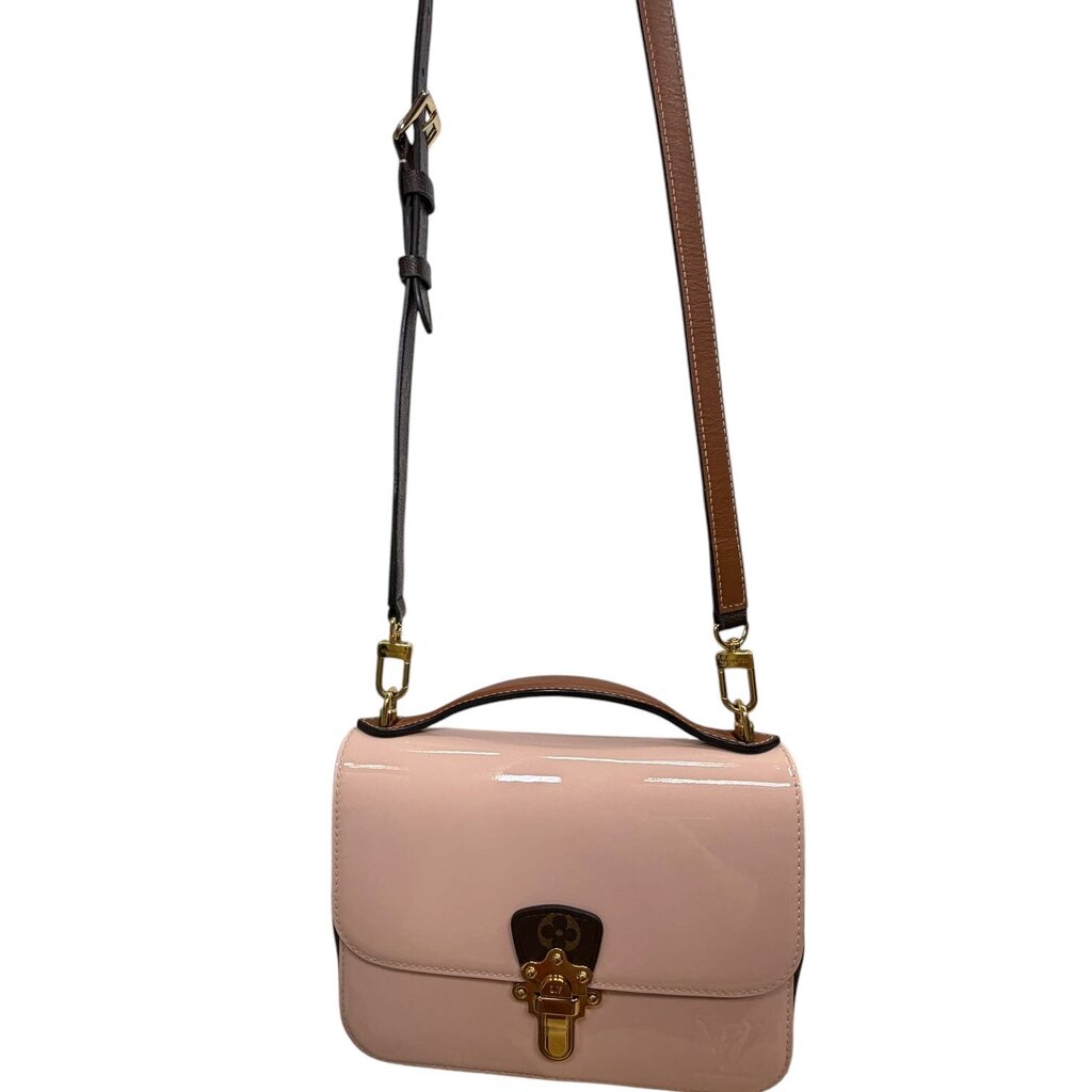 Louis Vuitton Patent Calfskin Monogram Cherrywood Top Handle Bag Rose Ballerine BB