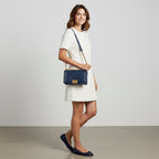 Chanel Lambskin Leather Boy Bag Navy Blue Medium