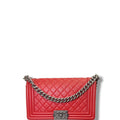 Chanel Caviar Leather Boy Bag Red Medium