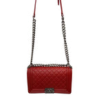 Chanel Caviar Leather Boy Bag Red Medium