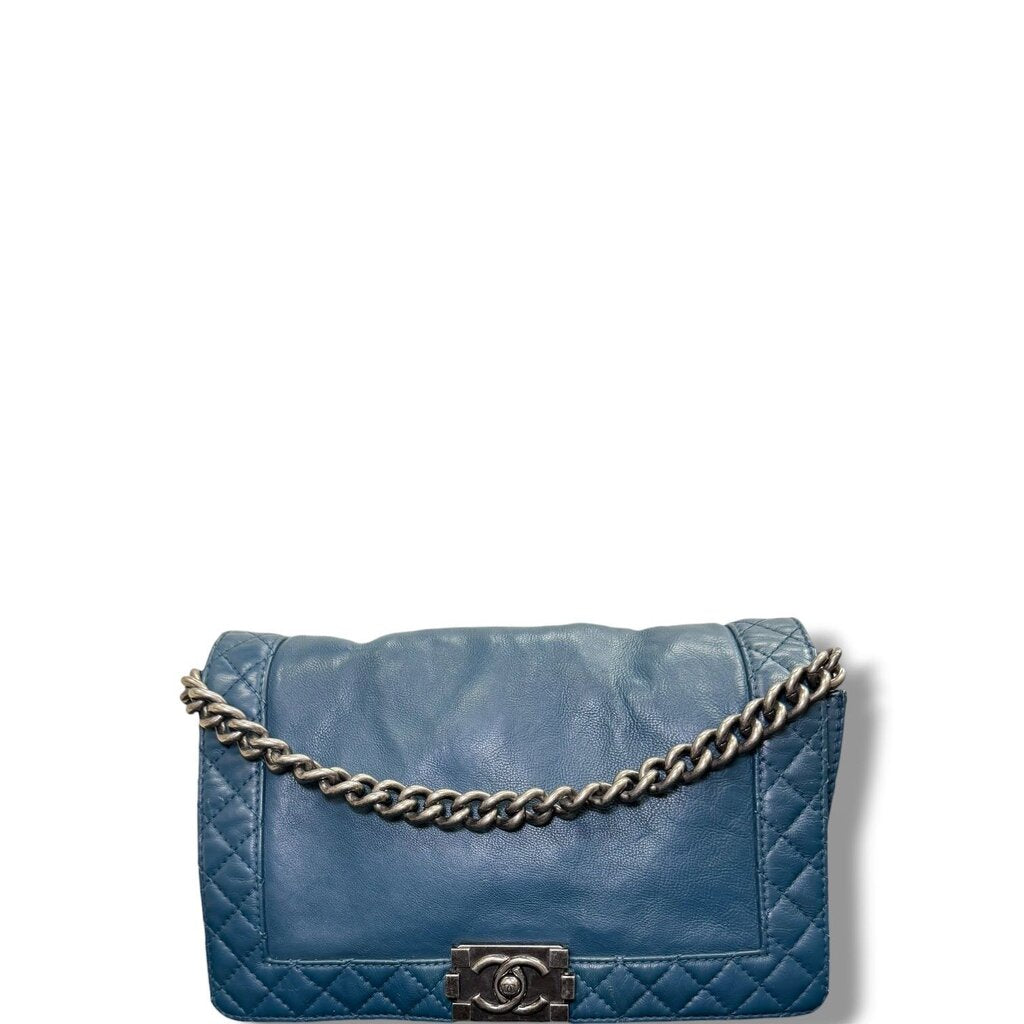 Chanel Reverso Boy Flap Bag Ocean Blue Medium