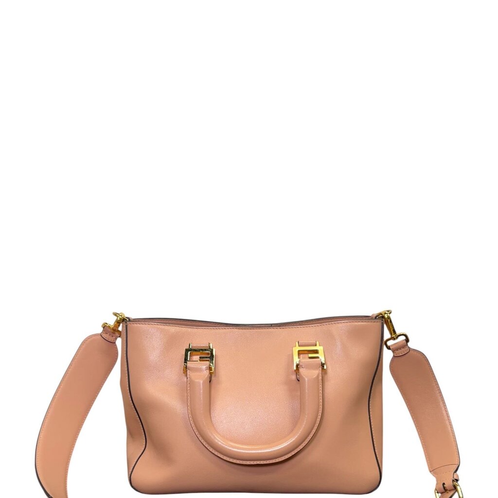 Fendi FF Handle Leather Tote Pink Small