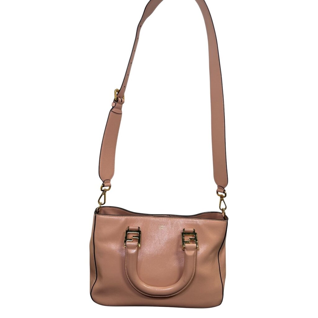 Fendi FF Handle Leather Tote Pink Small