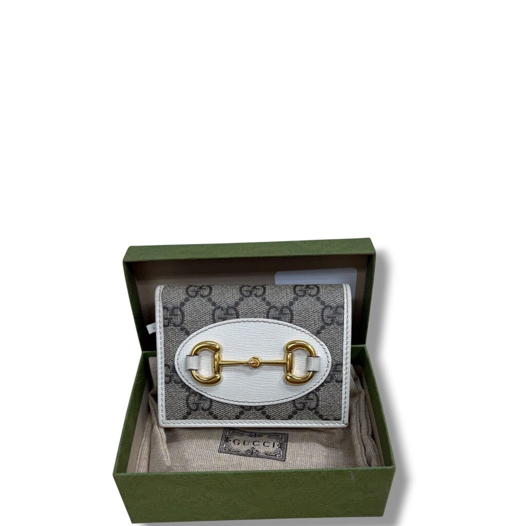 Gucci GG Supreme Horsebit 1955 Bi-Fold Wallet White Small