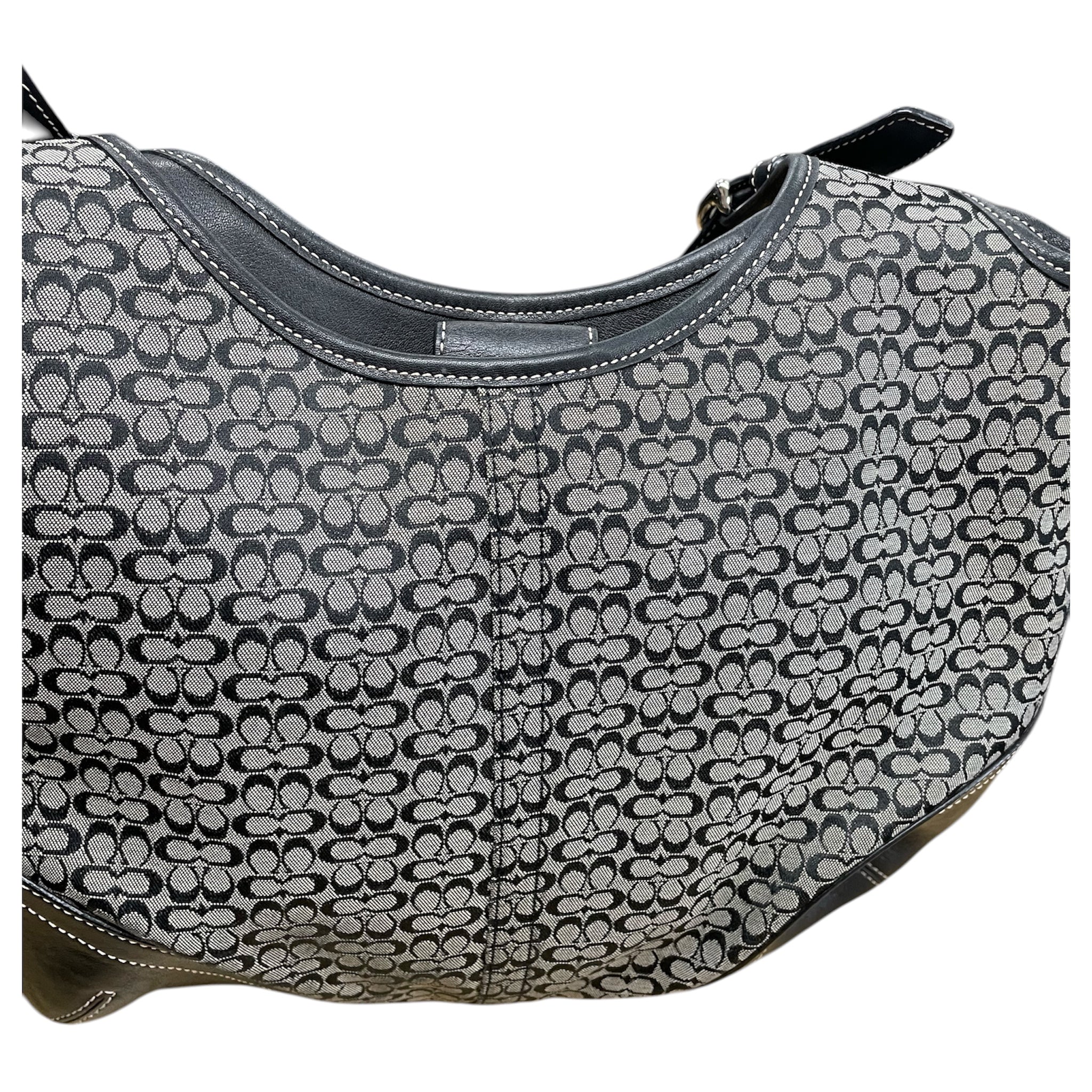 Handbag Designer By Coach In Black & Grey, Size:Medium