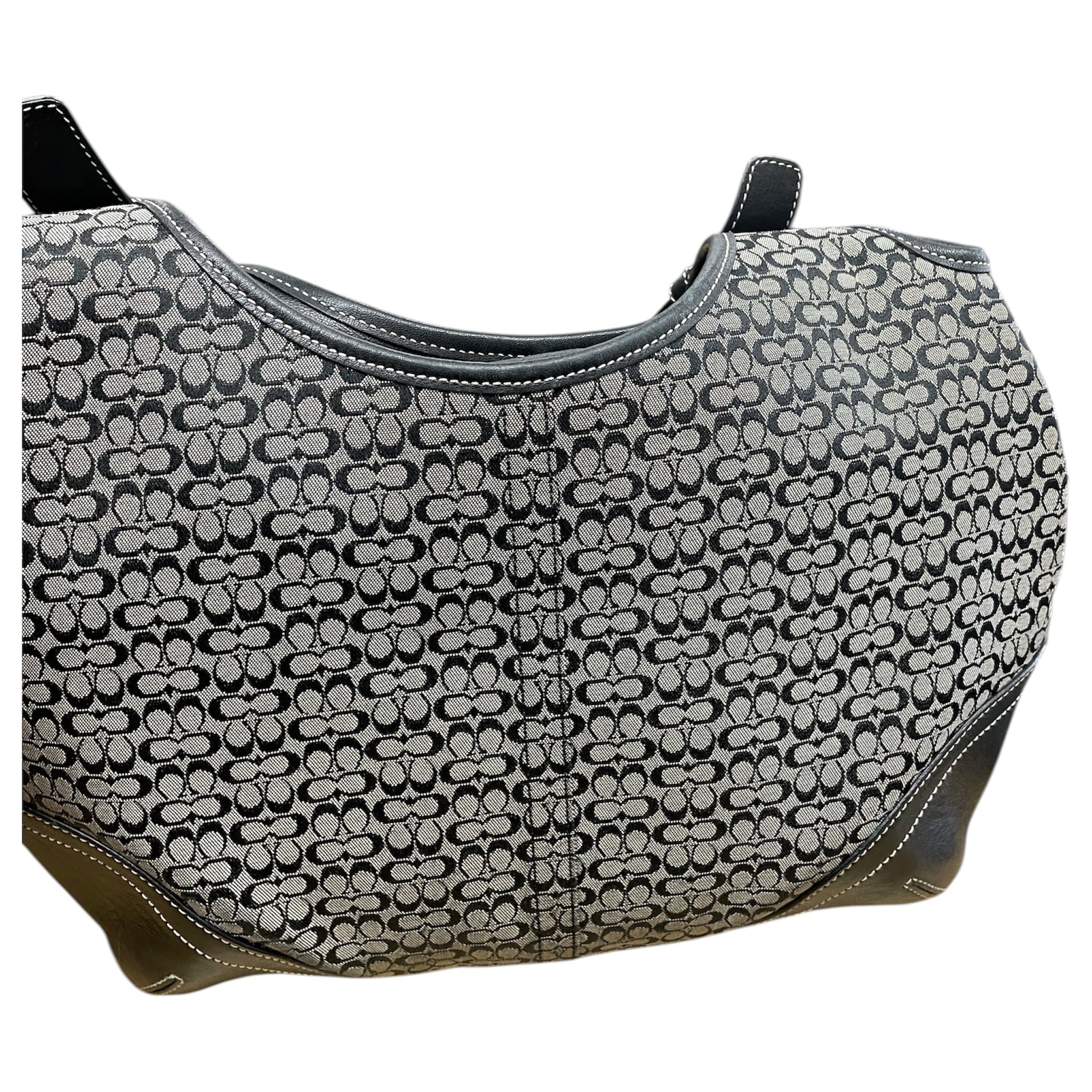 Handbag Designer By Coach In Black & Grey, Size:Medium