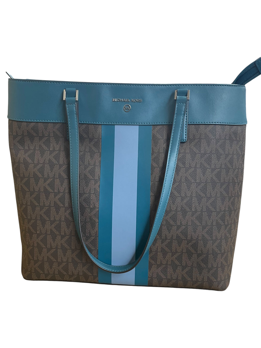 Handbag Designer By Michael Kors In Blue & Brown, Size:Large