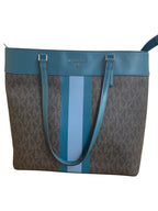 Handbag Designer By Michael Kors In Blue & Brown, Size:Large