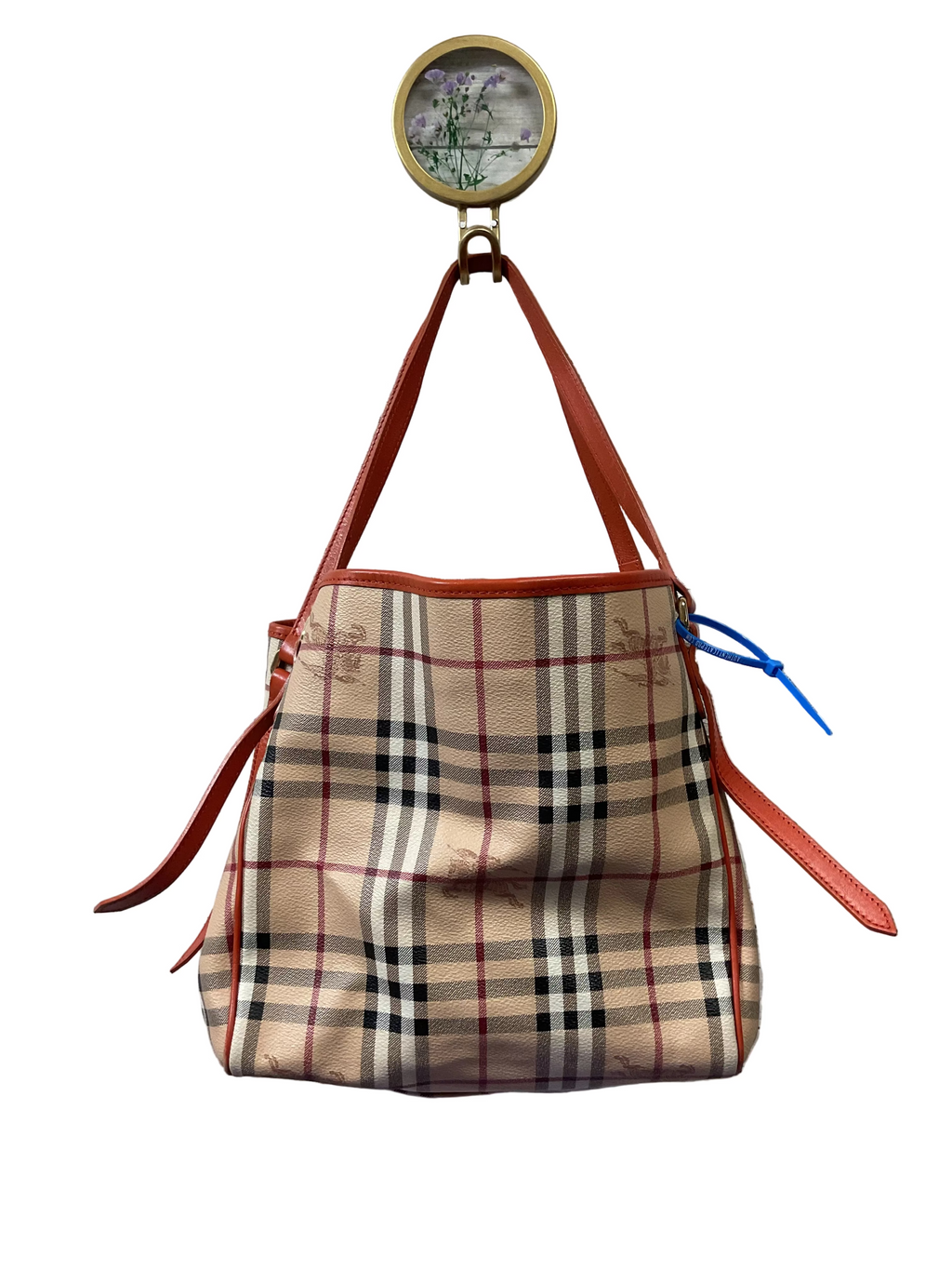 Handbag Luxury Designer By Burberry In Plaid Pattern, Size:Large