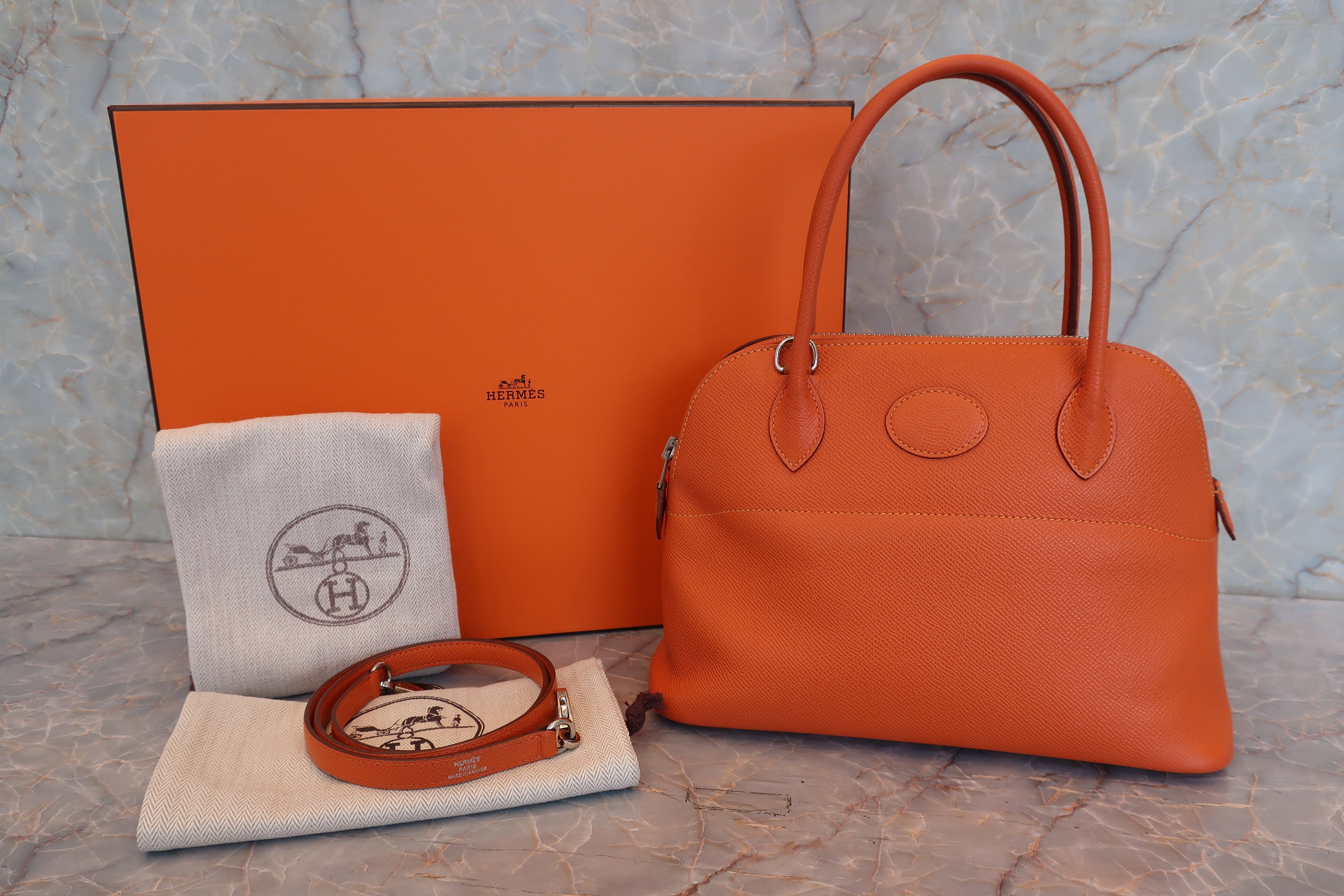 HERMES／エルメス ボリード27 ヴォーエプソン オレンジ □R刻印 ショルダーバッグ 700100069