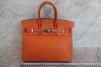 HERMES／エルメス バーキン25 トゴ オレンジ □I刻印 ハンドバッグ 700060078